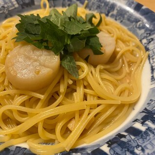 ワンパン！ホタテとしそのガーリック醤油パスタ